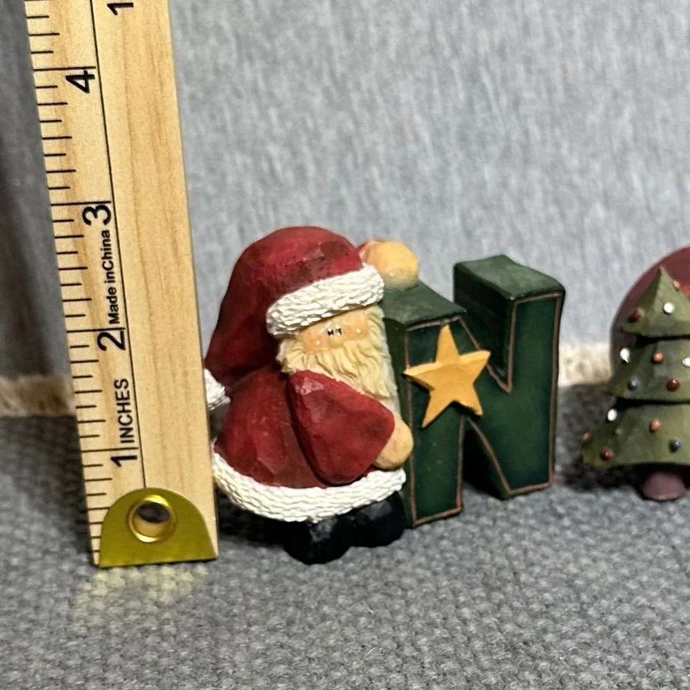 CMI Henton Noel Christmas Block Letter Figurines Santa Tree Mittens Stocking Set